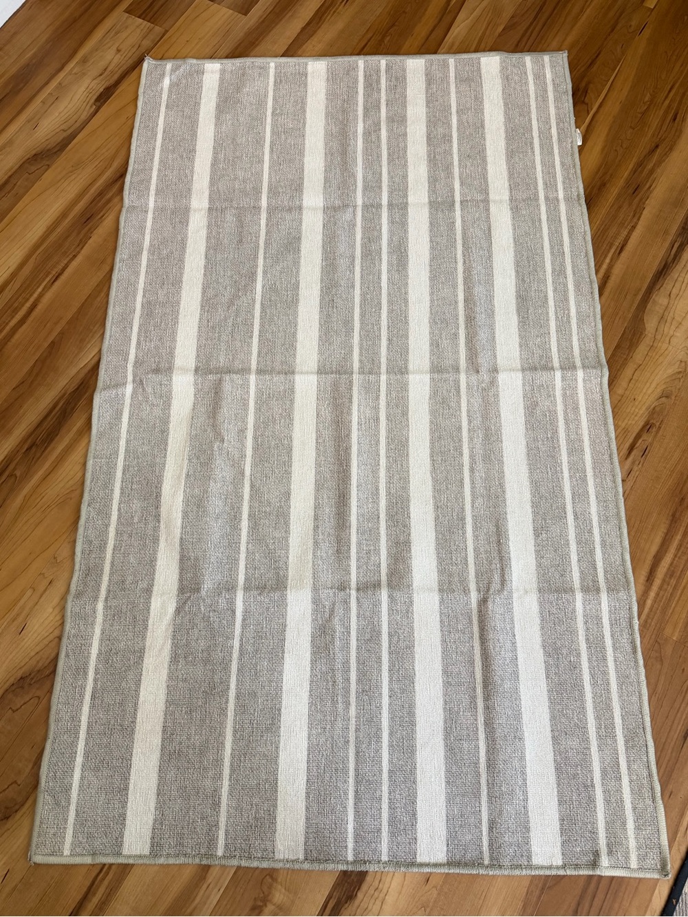Ruggable Rug Cover - Hudson Stripe Khaki/Tan and Cream 3’ x 5’ 3x5